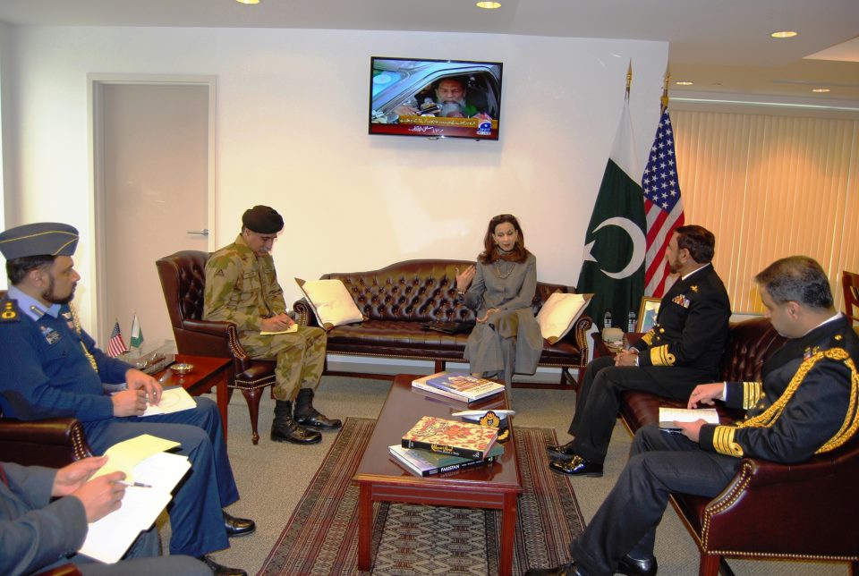 Vice Chief of Naval Staff Vice Admiral Muhammad Shafique called on Ambassador Sherry Rehman at the Embassy of Pakistan, Washington, DC on January 25, 2013.