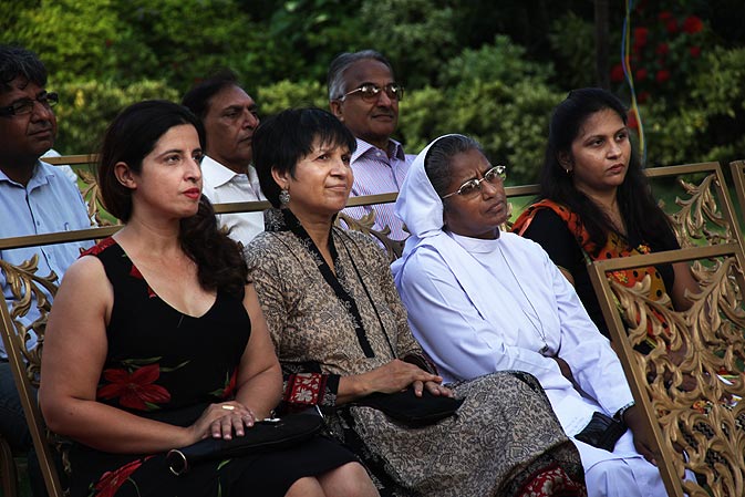 Sister Julie (Second from right), of St. Joseph's Convent sits in the audience. After the launch she was quick to purchase the book and to ?go home and read it?.